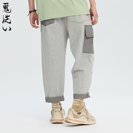ONIARAI/鬼洗24春夏新品方形压线复古牛仔拼接男士长裤 24B4433 商品图1