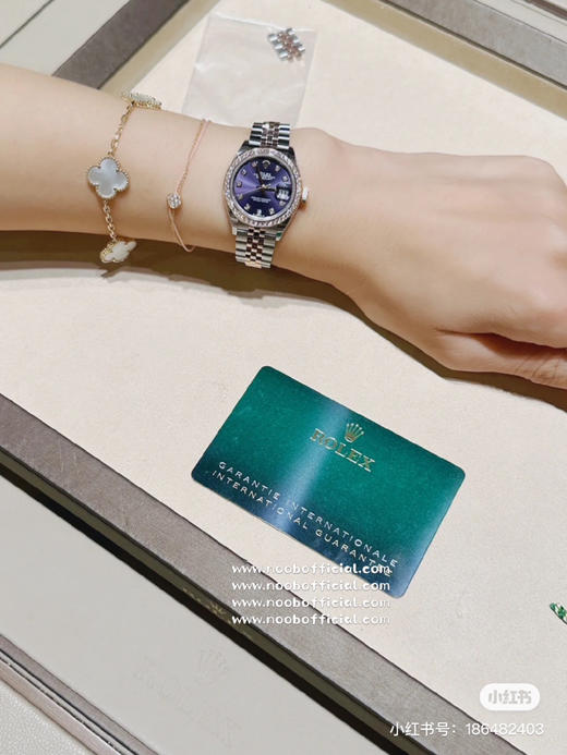 NOOB 劳力士Rolex女款蚝式日志型腕表！年度最火的茄紫色字面表盘，外圈镶嵌48颗钻石！表盘尺寸31毫米。采用904L不锈钢18k镀金锻造，具备高抗腐蚀性 商品图10
