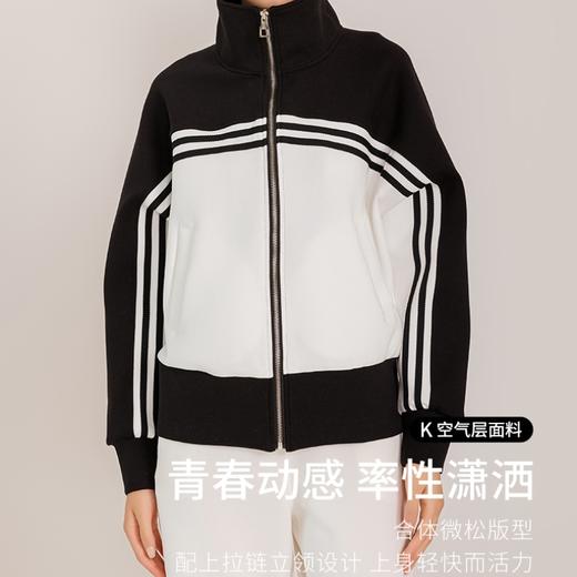 weyo女款空气层平行织带装饰撞色拼接卫衣外套881027 商品图1