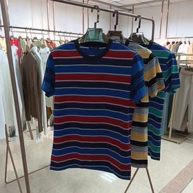 【三色可选】夏季男士圆领丝光棉间条短袖恤衫  CH8S022