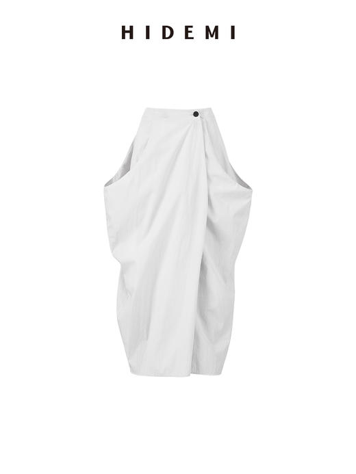HIDEMI 极简微褶皱设计感可拆卸披肩领多穿式衬衫上衣半裙套装 商品图14