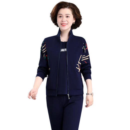 SP5036休闲运动服中老年女装时尚立领上衣套装 商品图4