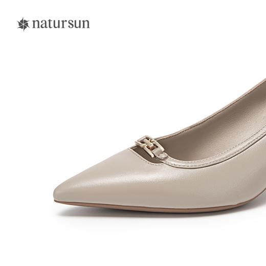 natursun耐冉女鞋凉鞋女款羊皮软底法式绝美一字带高跟鞋N24224224 商品图3
