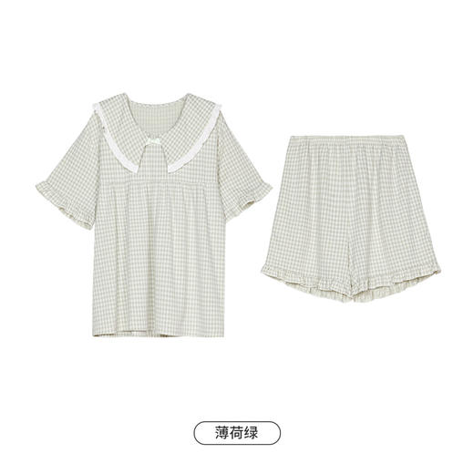 都市丽人生活家居春夏睡衣女针织人棉提花家居服薄款短袖短裤女士针织套装LH42E7 商品图12