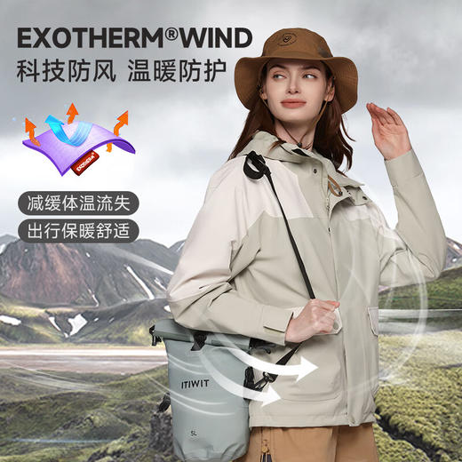 诺诗兰 洛文女式冲锋衣 可调节风帽、袖口与下摆，锁住温度，抵御冷风。舒适版型与隐藏式帽兜，兼顾美观与实用，无论日常通勤还是户外旅行，都能全天候干爽守护 NWJET2105E 商品图2