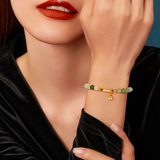 节节高升和田玉手串6mm 温润玉珠 质地细腻 竹节高升 清秀俊逸 商品图2