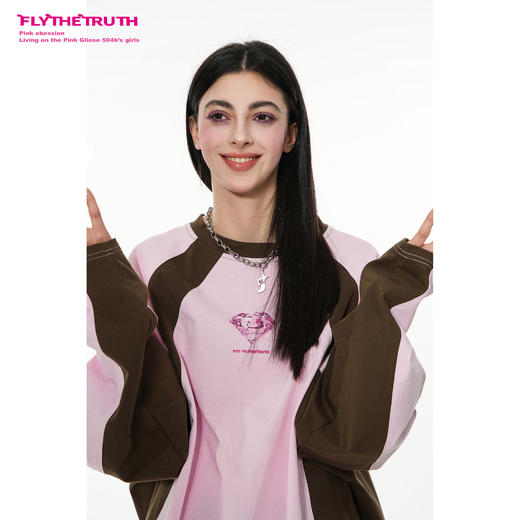 FTT Flythetruth 周末街头 撞色插肩袖T恤女春季宽松休闲圆领上衣 商品图1
