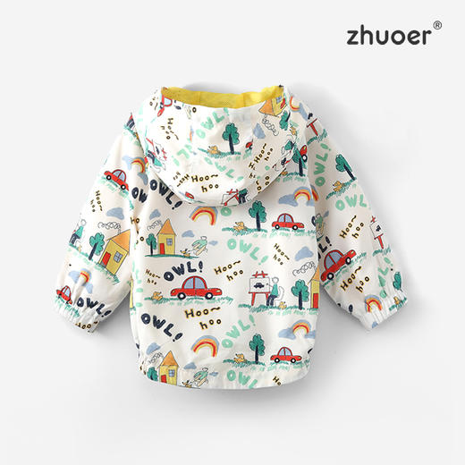 【春款风衣】卓儿男小童休闲运动连帽风衣外套印花上衣防晒服适合1.5-6岁 商品图1