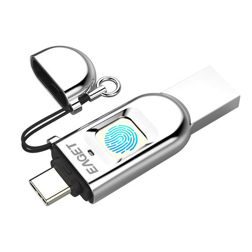 忆捷32GB Type-C USB3.1 HF-C01指纹加密手机U盘 双接口手机电脑多用 隐私安全保护 商务娱乐优盘 商品图0
