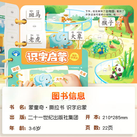 【斗半匠】幼儿识字启蒙撕拉书识字启蒙游戏书幼儿识字早教魔术贴儿童象形看图识字卡片 商品图4
