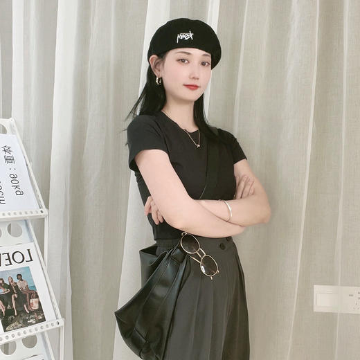 免烫多色螺纹T恤 多色定制面料 百搭免烫 套头针织螺纹纯色短袖 200205 商品图1