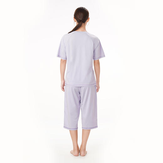 都市丽人舒适外出春夏睡衣女32支CVC单面家居服薄款短袖七分裤女士套装LH42D6 商品图3