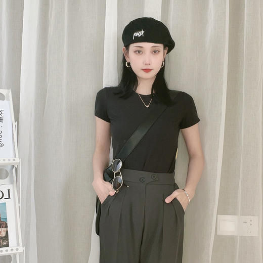 免烫多色螺纹T恤 多色定制面料 百搭免烫 套头针织螺纹纯色短袖 200205 商品图4