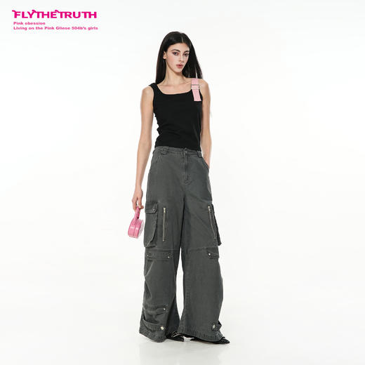 FTT Flythetruth  热吻 甜酷不对称撞色PU皮带卡扣春季背心上衣女 商品图1