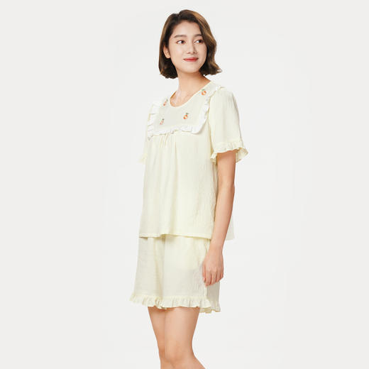 都市丽人好睡好眠春夏睡衣女软绵绵家居服薄款短袖短裤女士套装LH42E4 商品图2