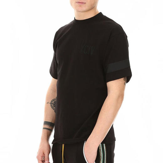 GCDS 男士字母刺绣徽标棉质圆领短袖T恤 黑色 ACC94U020077 BLACK 商品图2