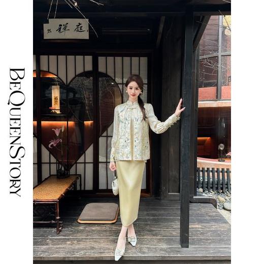 BeQueenStory【琼楼玉宇】国风刺绣醋酸马甲&提花拼接袖口醋酸衬衫 商品图4
