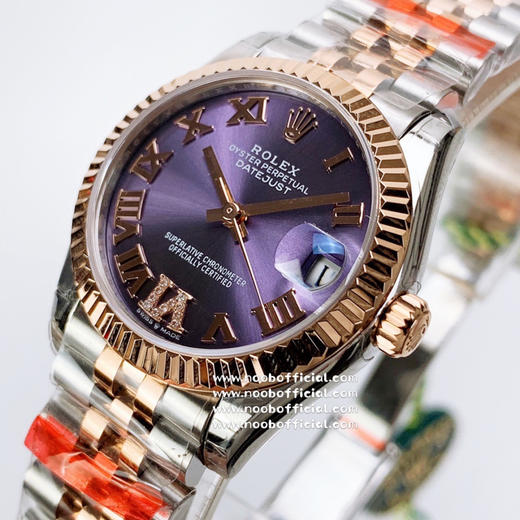 NOOB 劳力士Rolex女款蚝式日志型腕表！年度最火的茄紫色字面表盘，外圈镶嵌48颗钻石！表盘尺寸31毫米。采用904L不锈钢18k镀金锻造，具备高抗腐蚀性 商品图1