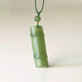 竹报平安和田玉湖水绿吊坠 质地细腻 温润清雅