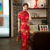 高开衩双层旗袍裙24春夏季新款修身印花国风旗袍CX-0650 商品缩略图2