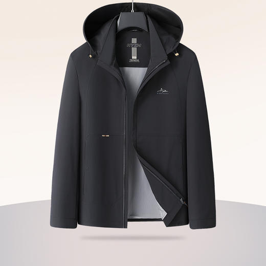 【可拆卸帽】【新款DWY】大依优型大码休闲夹克外套胖子大码男休闲宽松加肥加大上衣外套 商品图1