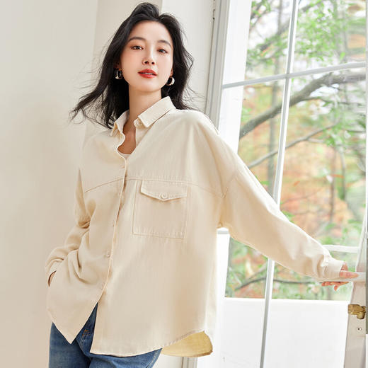 QY2469水洗外套衬衫长袖衬衣女上衣气质优雅宽松 商品图1