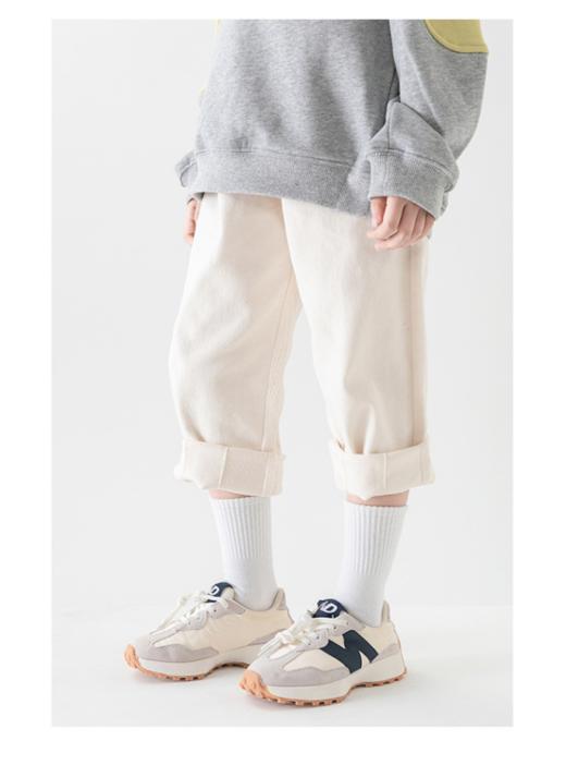 💥【叽叽呀呀 儿童纯色中筒袜5双装】 😎1.新疆长绒棉材质，透气吸汗不闷脚！💦手工对目无骨缝制袜头，平整贴合，不硌脚，😍 商品图1