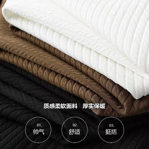 ALBB-HCF轻奢秋季薄款泡泡纱半拉链polo衫男长袖修身休闲保罗休闲t恤男 商品图2