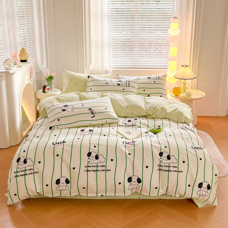 利路米家纺24年新款全棉印花四件套线条小狗