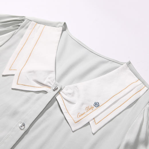 都市丽人生活家居春夏睡衣女泡泡梭织棉家居服薄款短袖裙女士梭织棉睡裙LH46E6 商品图5