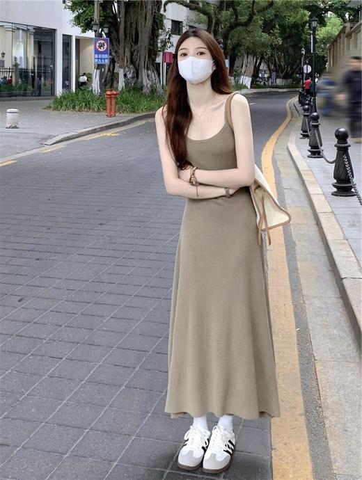 春秋夏【设计感小众 褶皱吊带连衣裙女】气质收腰显瘦 A字针织长裙子女 商品图2