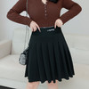 春夏款半身裙弹力字母高腰A字短裙小黑裙女300斤大码百褶裙 商品缩略图0