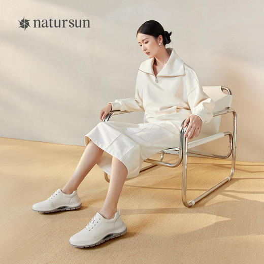 natursun运动鞋女秋季减震厚底增高阿甘鞋休闲轻便德训鞋N24124134 商品图2
