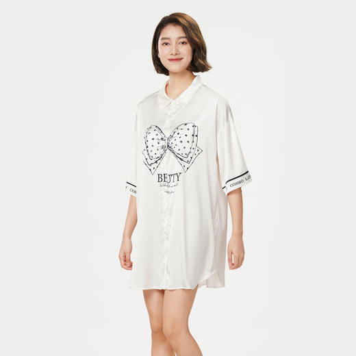都市丽人好睡好眠春夏睡衣女冰雪丝家居服薄款七分袖裙女士丝质睡裙LH46C7 商品图7