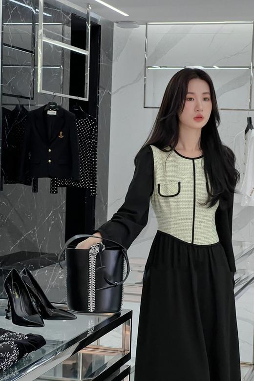 Le Malene 气质甜酷感小香风拼接式连衣裙 17220 商品图1