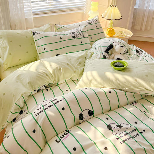 利路米家纺24年新款全棉印花四件套线条小狗 商品图3