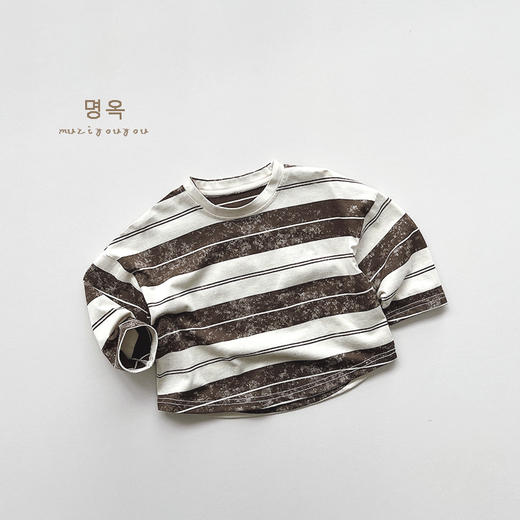 【超有范！复古做旧风~巨百搭】韩版儿童条纹T恤2024春季新款男女童个性上衣 商品图6