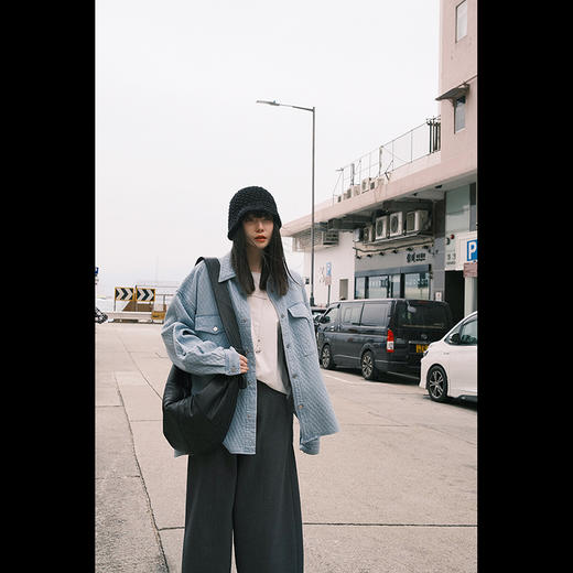 【郭碧婷同款】UMILAB【半数】优质100%长绒棉菱形格肌理感廓形衬衫外套BC716H 商品图0