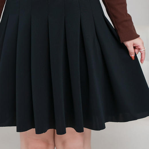 春夏款半身裙弹力字母高腰A字短裙小黑裙女300斤大码百褶裙 商品图2