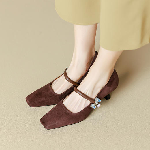 【预售5天】性感简约，纯色浅口羊反皮高跟鞋SY&G2020-1 商品图5