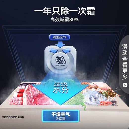 容声（Ronshen）145升 小型冷柜 一级节能 单温 -36℃深冷锁鲜 电脑控温 减霜80%  BD/BC-145MSYA 商品图6