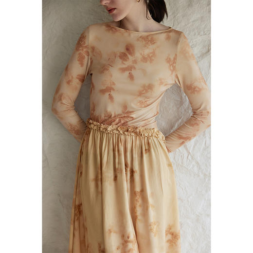 HeyDress斜腰印花连衣裙女春季法式复古收腰拼接设计优雅气质裙子 商品图2