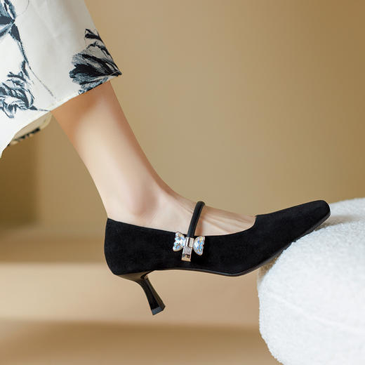 【预售5天】性感简约，纯色浅口羊反皮高跟鞋SY&G2020-1 商品图10