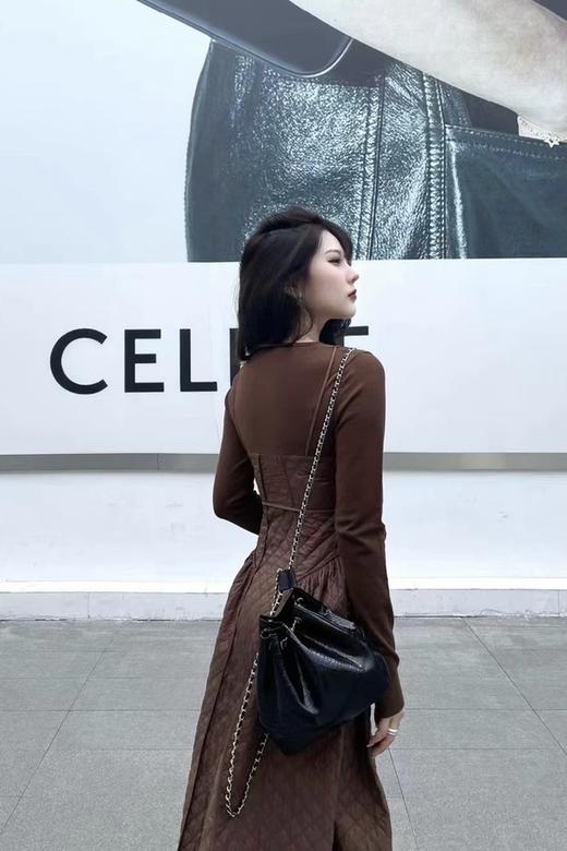 ANSUABEL 棕色圆领假两件连衣裙 15238 商品图3