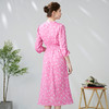 EITIE爱特爱复古V领法式碎花收腰先后桃红色连衣裙春季新款A2407335 商品缩略图4