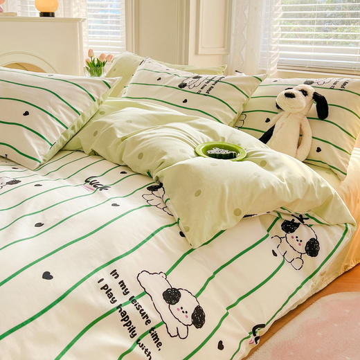 利路米家纺24年新款全棉印花四件套线条小狗 商品图4