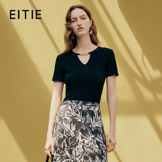 EITIE爱特爱新款夏季纯色百搭显瘦小上衣7413117 商品图0