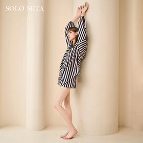 Solo seta真丝睡衣套装女士桑蚕丝可外穿条纹印花睡衣2025秋冬