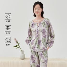 3部顶瓜瓜繁花女士纯棉长袖家居服套装DJJWC-AQW21752
