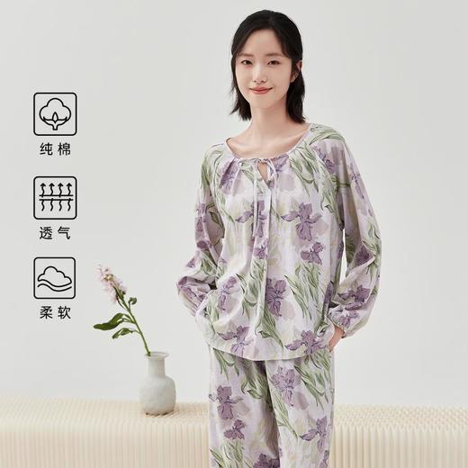 3部顶瓜瓜繁花女士纯棉长袖家居服套装DJJWC-AQW21752 商品图0
